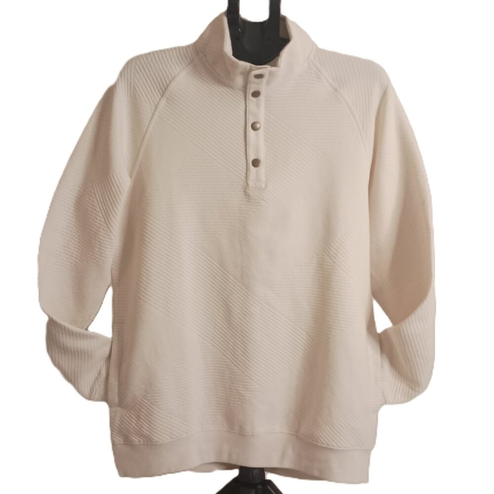 Goodfellow Ivory Textured Snap Sweatshirt with 2 front pockets Men’s M NWT